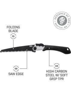 Sierra Plegable SOG de Acero al Carbono 19.05 cm Negra 2