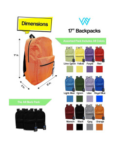 Paquete de 48 mochilas negras de 17 pulgadas con cremallera 2