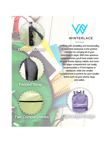 Paquete de 48 mochilas negras de 17 pulgadas con cremallera