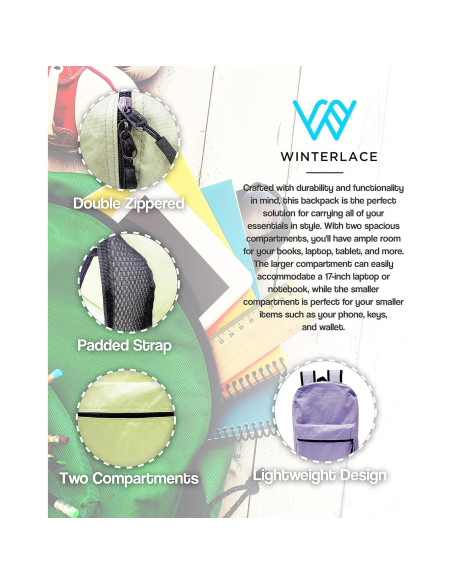 Paquete de 48 mochilas negras de 17 pulgadas con cremallera