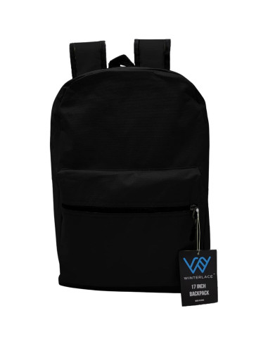 Paquete de 48 mochilas negras de 17 pulgadas con cremallera