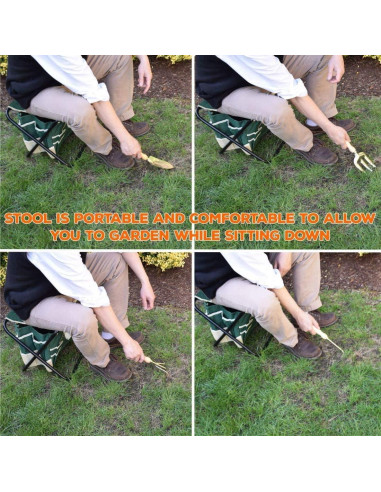 Kit de Jardinería Mobitel con Taburete y 5 Herramientas