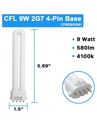 Bombilla CFL 9W 4100K 2G7 JL - Paquete de 4