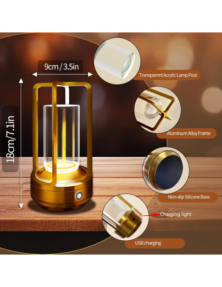 Lámpara de Mesa Recargable LAYSHINEEN 4000 mAh Dimmable
