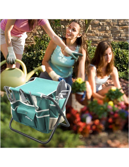 Kit de Jardinería Mobitel con Taburete y 5 Herramientas