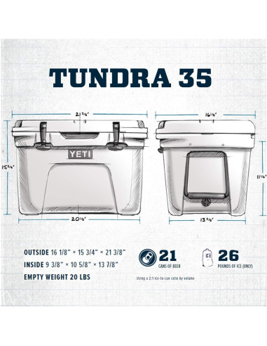 Cooler YETI Tundra 35 - 33.1L - Aislamiento PermaFrost