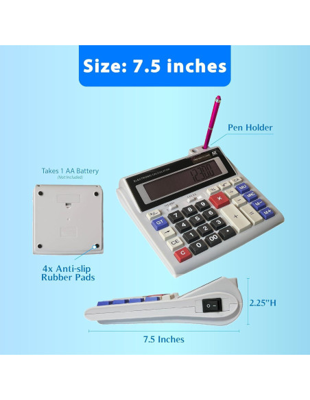 Calculadora de Escritorio Lily's Home 12 Dígitos Pantalla 12,7 cm