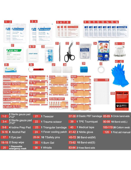 Kit de Primeros Auxilios L&L 120 Piezas Impermeable Rojo