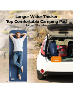 Colchón Autoinflable OGERY 3.15" Espuma Viscoelástica Azul 2