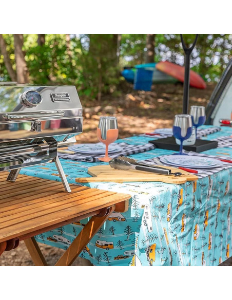 Mantel de Camping Camco 274x137 cm + Fundas para Bancos 274x46 cm
