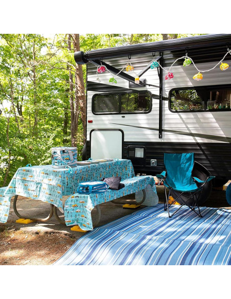Mantel de Camping Camco 274x137 cm + Fundas para Bancos 274x46 cm