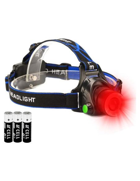 Linterna Frontal LED Roja GaiGaiMall Zoomable 3 Modos Resistente Agua Linterna Frontal LED Roja GaiGaiMall Zoomable 3 Modos Resistente Agua