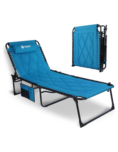 Sillón Reclinable Grande VILLEY Acolchado Plegable Azul