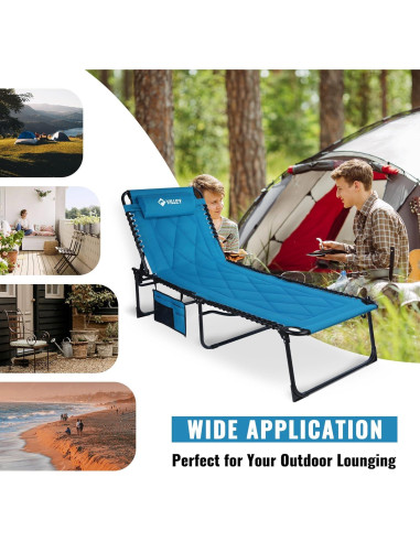 Sillón Reclinable Grande VILLEY Acolchado Plegable Azul