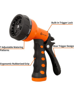 AUTOMAN Pistola de Riego Jardín Naranja 7 Patrones Ajustables 2