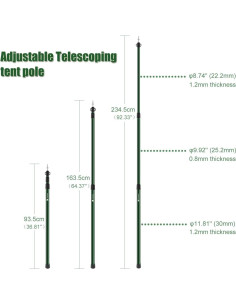 Poste de Camping Ajustable HIKEMAN Aluminio 90-230cm 2