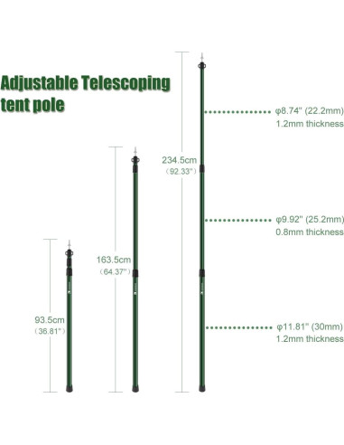 Poste de Camping Ajustable HIKEMAN Aluminio 90-230cm