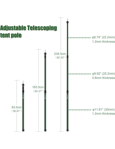 Poste de Camping Ajustable HIKEMAN Aluminio 90-230cm