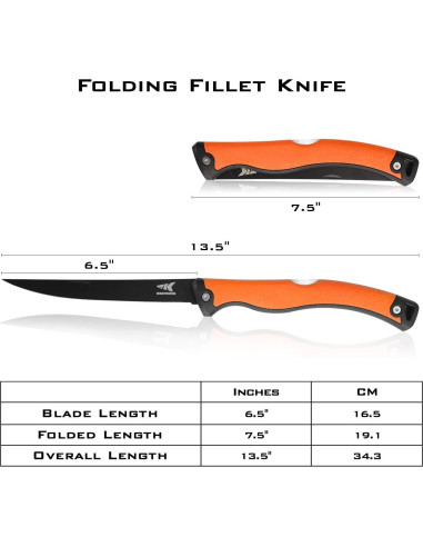 Cuchillo Plegable KastKing para Filetear 16.5 cm Acero Inoxidable