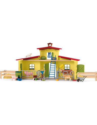 Juego de Granja Schleich 123 Piezas con Casa, Gallinero y Establo