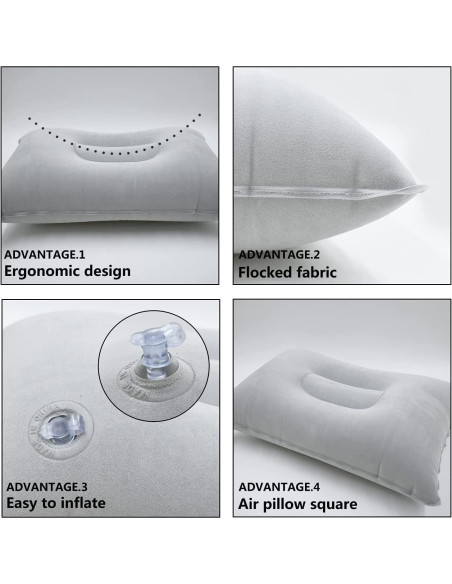 2 Almohadas Inflables de Viaje JAKENHAM Gris A4 Ultraligeras