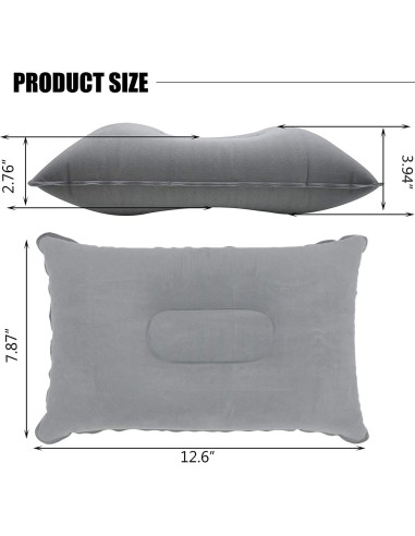 2 Almohadas Inflables de Viaje JAKENHAM Gris A4 Ultraligeras