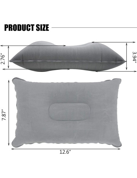 2 Almohadas Inflables de Viaje JAKENHAM Gris A4 Ultraligeras