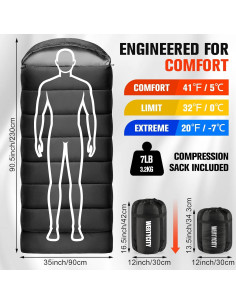 Saco de dormir WERTYCITY XL para clima frío y cálido 1 persona 2