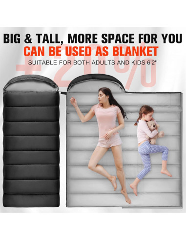 Saco de dormir WERTYCITY XL para clima frío y cálido 1 persona