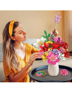 Juego de Construcción PLAXSOON 1464 Piezas Flores Decorativas 2