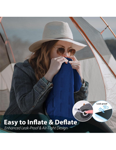 Almohada Inflable TREKOLOGY ALUFT Plus SE Azul - Compacta y Ergonómica