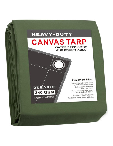 Lona CARTMAN 5x7 Pies (1.52x2.13m) Resistente al Agua Verde Oliva