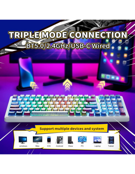 Teclado Mecánico Inalámbrico AULA F99 RGB 99 Teclas