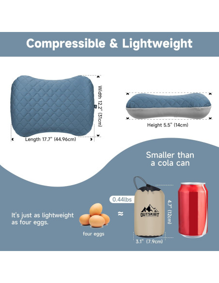 Almohada Inflable de Camping OUTSKIRT YX-CP-Blue Ajustable