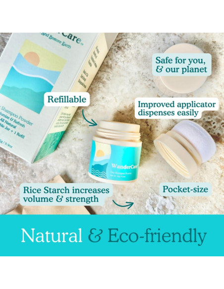 Champú Seco en Polvo WanderCare 42.52g Natural Recargable