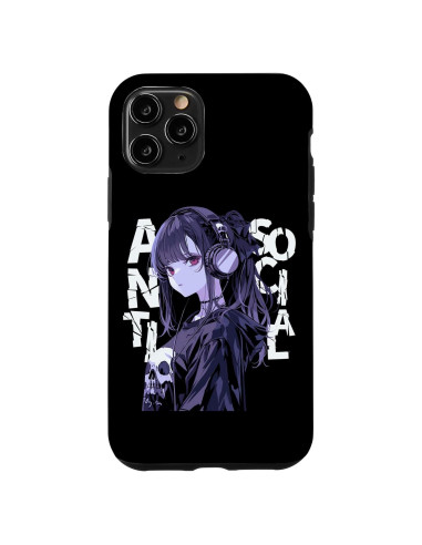 Funda de Anime Grunge Anti Social para iPhone 11 Pro - Chica Triste