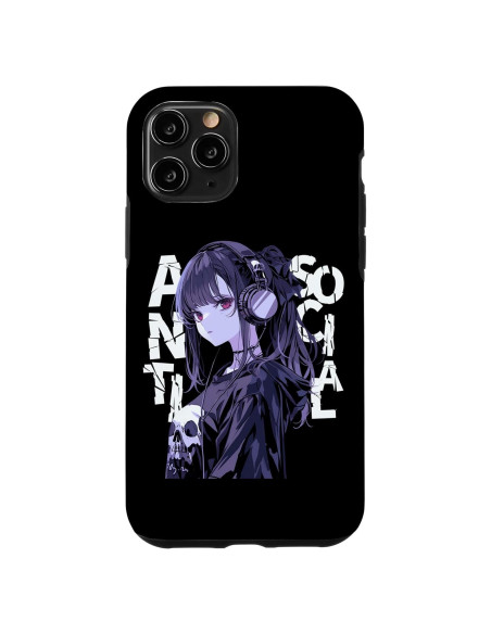 Funda de Anime Grunge Anti Social para iPhone 11 Pro - Chica Triste