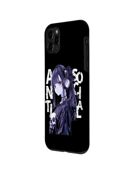 Funda de Anime Grunge Anti Social para iPhone 11 Pro - Chica Triste