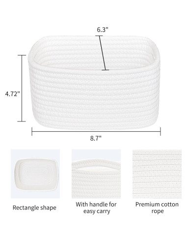 Cesta Pequeña ABenkle Tejida 22x16x12 cm para Almacenamiento