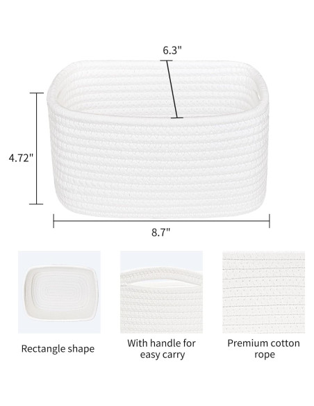 Cesta Pequeña ABenkle Tejida 22x16x12 cm para Almacenamiento