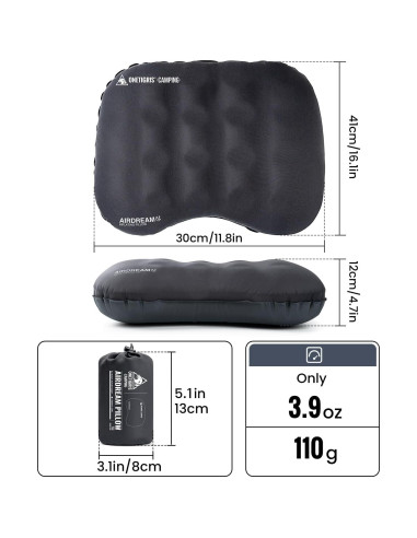 Almohada Inflable de Camping OneTigris Airdream Gris 0.13kg