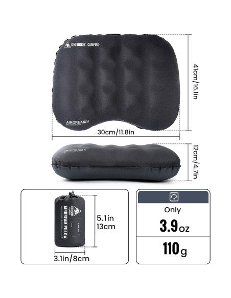 Almohada Inflable de Camping OneTigris Airdream Gris 0.13kg