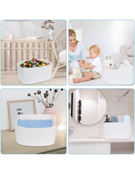 Cesta Pequeña ABenkle Tejida 22x16x12 cm para Almacenamiento