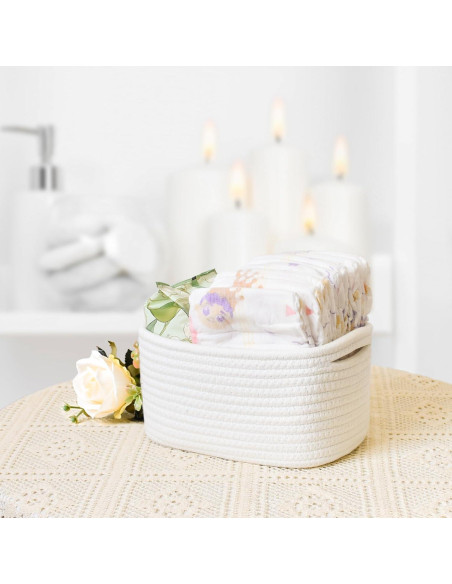 Cesta Pequeña ABenkle Tejida 22x16x12 cm para Almacenamiento