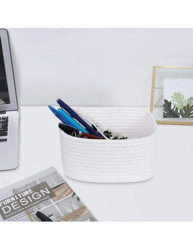Cesta Pequeña ABenkle Tejida 22x16x12 cm para Almacenamiento