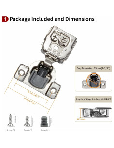 Paquete de 2 bisagras ocultas STIANC 35mm cierre suave 105 2