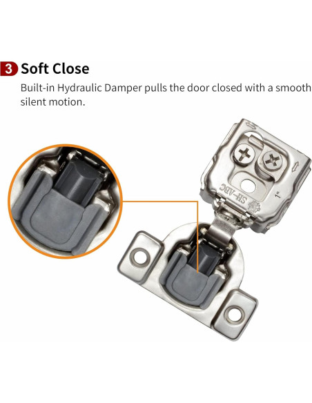 Paquete de 2 bisagras ocultas STIANC 35mm cierre suave 105