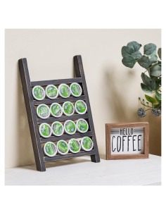 Soporte para K Cups GENMOUS Negro, Organizador de Café Rústico
