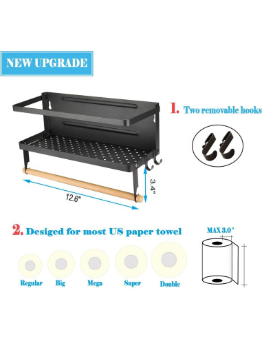 Soporte Magnético para Toallas de Papel Hoopoton - Negro