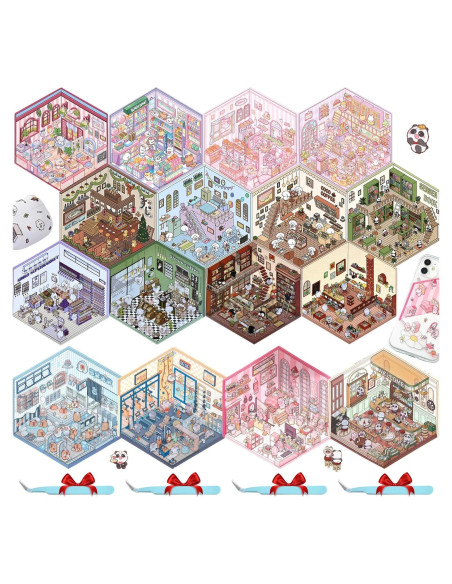 16 Pegatinas 3D DIY Bosjct para Crear Escenas Kawaii